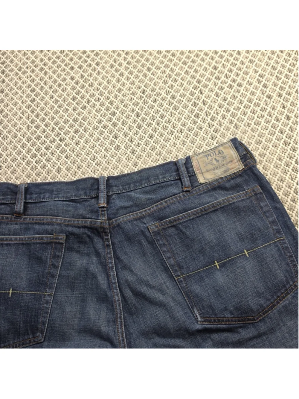 Polo Ralph Lauren Jeans Mens 40x30 Blue 100% Cotton Denim Distressed Y2K